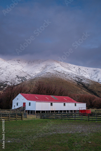 Snowy scenes in Lindis Pass, New Zealand