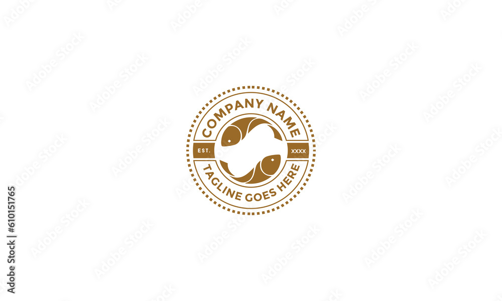 Naklejka premium Fish Restaurant Logo Design. Seafood Restaurant Design. Fishing Logo Design. Fish company logo design