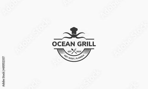 Octopus restaurant logo design. Sea food logo