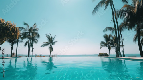 tropical swimming pool near the ocean ai generative
