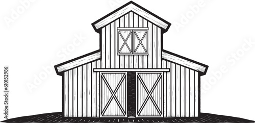 Vintage farm barn logo design - house farm cow cattle barn wood building logo design