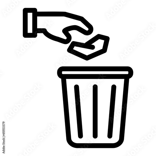 throwing trash line icon
