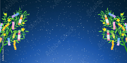七夕　夜空　笹　背景	