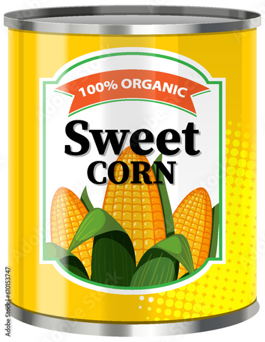 Sweet Corn Food Can Vector