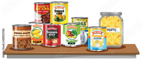 Canned food on table