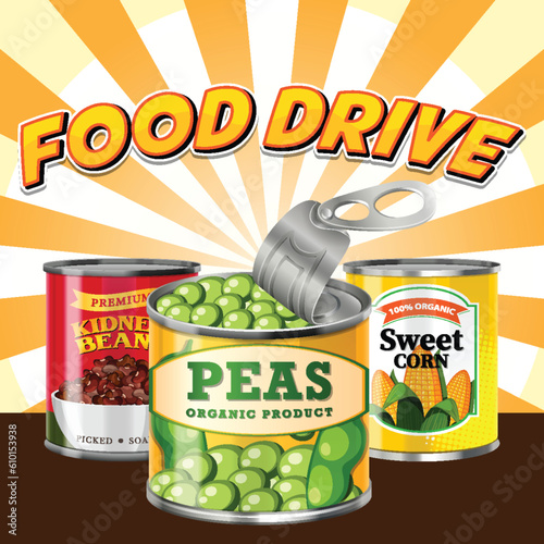 Canned food with comic background