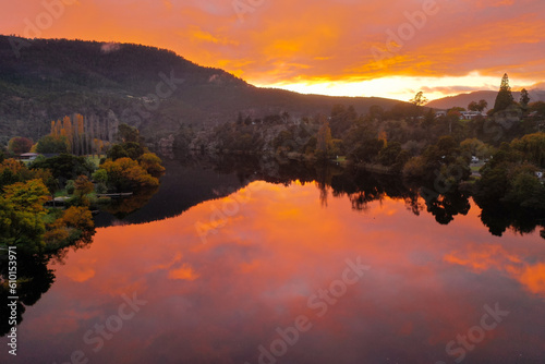 panoramic, new-norfolk, derwent river, autumn, landscape, river, new norfolk, tasmania, blue, summer, derwent, sky, water, scenic, scenery, australia, travel, high angle, flying, panorama, hill, cloud