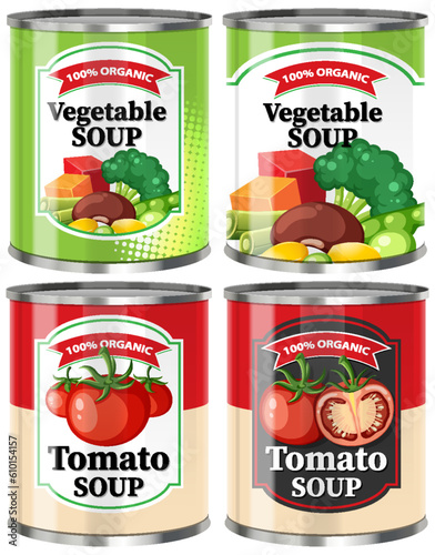 Vegetable Soup Food Cans Collection