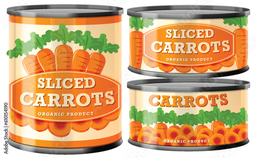 Sliced Carrot Food Cans Collection