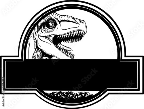vector illustration of monochrome jurassic logo design
