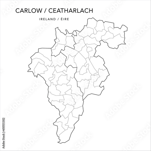 Vector Map of County Carlow (Contae Cheatharlach) with the Administrative Borders of Municipal Districts, Local Electoral Areas and Electoral Divisions from 2018 to 2023 - Republic of Ireland photo