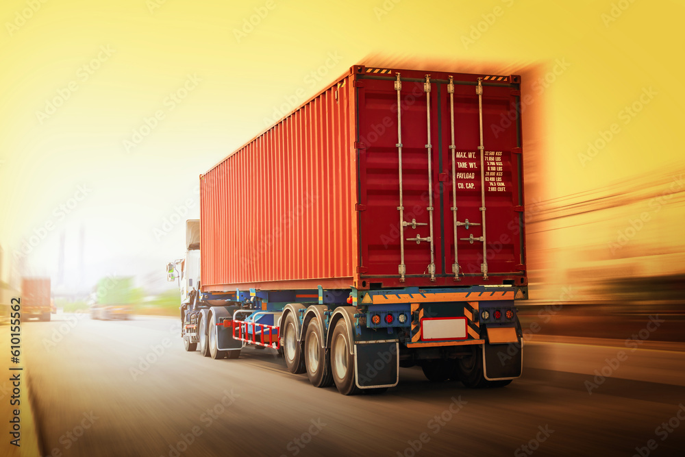 Speed Motion Of Semi Trailer Truck Driving On The Road Commercial speed-motion-of-semi-trailer-truck-driving-on-the-road-commercial