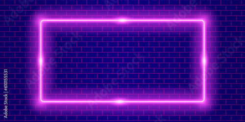 Pink Neon Glow Background With Blue Brick Wall Texture Vector Illustration