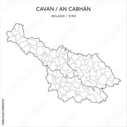 Vector Map of County Cavan (Contae an Chabháin) with the Administrative Borders of Municipal Districts, Local Electoral Areas and Electoral Divisions from 2018 to 2023 - Republic of Ireland photo