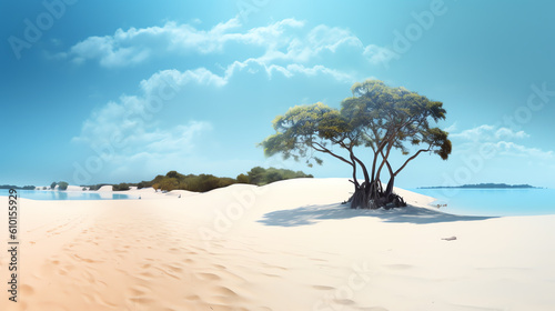 beach with trees in summer time landscape ai generative