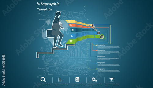 business man  walk. idea and concept think creativity modern  design vector.infographic template.