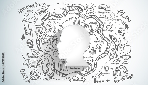 human head plan sketch of idea brainstorm.concept think creativity modern  design vector.