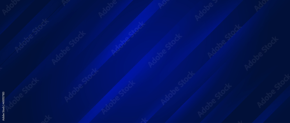 Abstract dark blue background with diagonal lines. Navy texture with smooth gradient stripes. Modern template for banner, presentation, flyer, poster, brochure, magazine. Vector backdrop