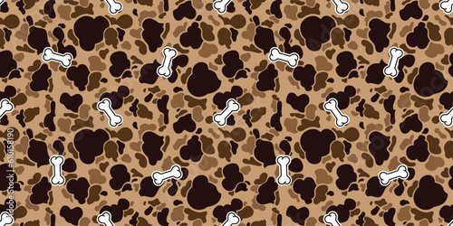 dog bone seamless pattern camouflage texture pet paw cat french bulldog vector cartoon doodle gift wrapping paper tile background repeat wallpaper scarf isolated illustration design