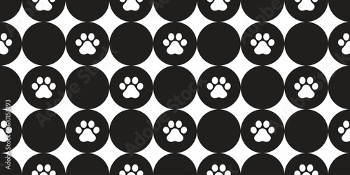 dog footprint seamless pattern polka dot pet paw cat french bulldog vector cartoon doodle repeat wallpaper tile background scarf isolated illustration design