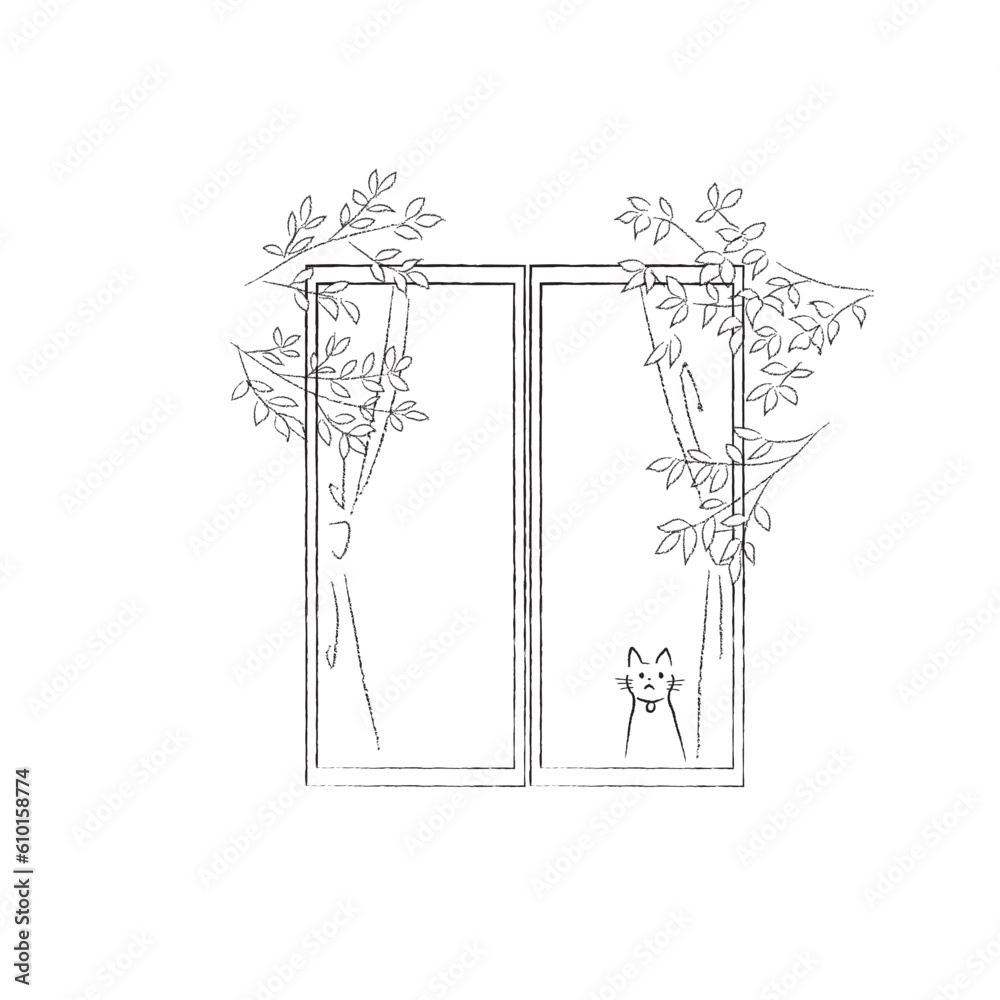 Obraz premium 窓際の猫 お留守番猫２