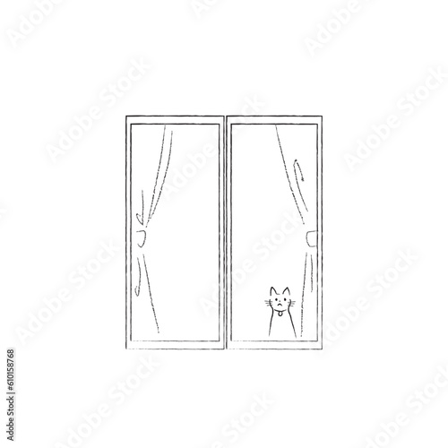 窓際の猫　お留守番猫１