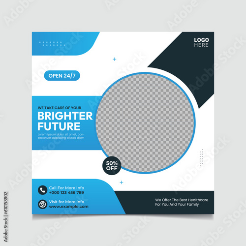 Dentist and dental care social media post vector template