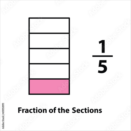 Fraction of the divided into slices. Fractions for Vector flat outline icon. isolated on white background. illustration. fractions of the shapes 1 by 5 vector images