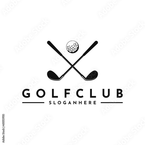 vintage retro golf crossed logo design idea
