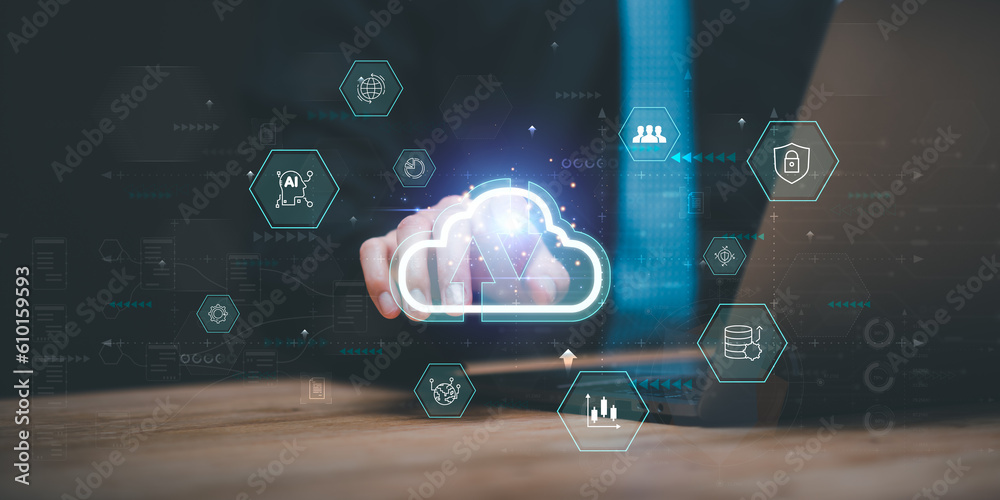 cloud computing backup technology concept ,Access to server communication services ,database connection with modern hardware and software ,interface for uploading and downloading data
