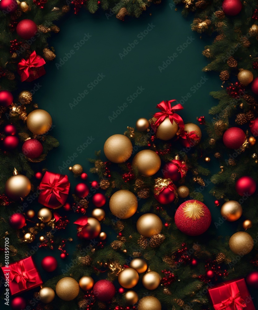 luxury Christmas Day background copy space, for web design greeting card, advertising work,generative ai illustration