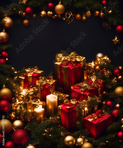 luxury Christmas Day background copy space, for web design greeting card, advertising work,generative ai illustration © gmm2000