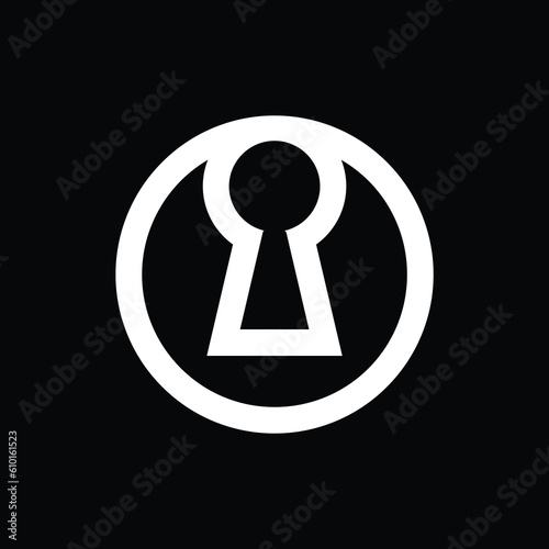 Keyhole logo vector art, lock or locker icon in line art style