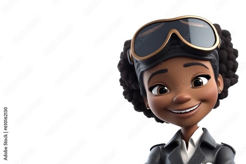 Black Female Airline Pilot White Backdrop Isolated Extremely Gorgeous With Copy Space Generative AI Black Female Airline Pilot White Backdrop Isolated Extremely Gorgeous With Copy Space Generative AI