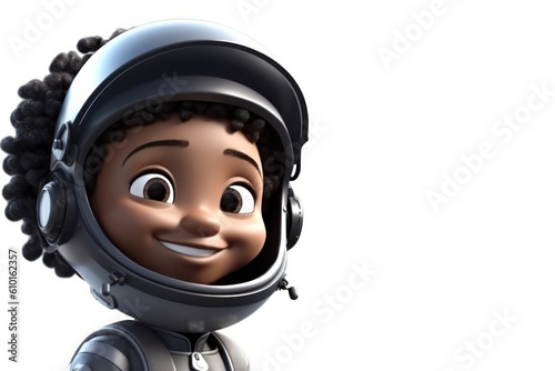 Black Woman Astronaut White Backdrop Isolated Extremely Gorgeous With Copy Space Generative AI