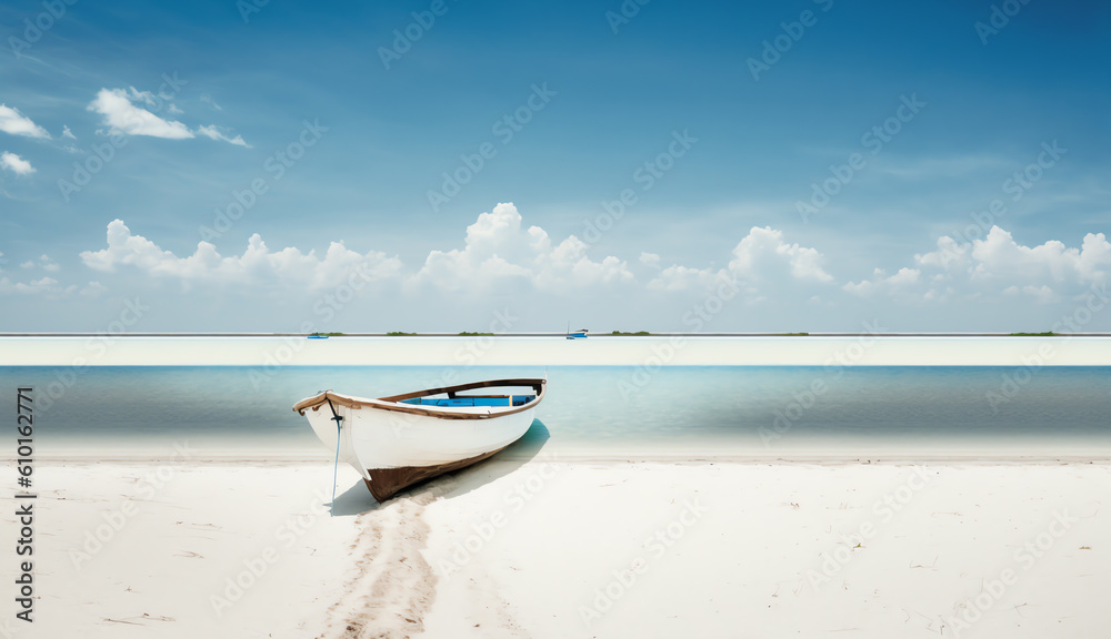 boat in summer beach ai generative