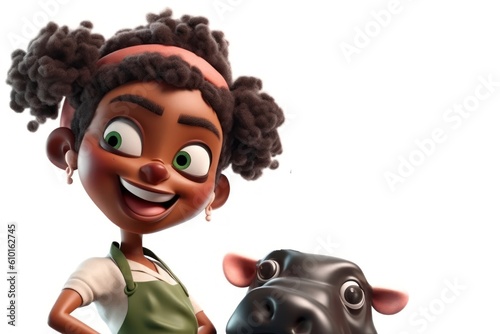 Black Woman Butcher White Backdrop Isolated Smiling With Copy Space Generative AI