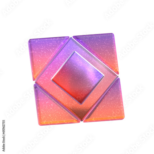 3d Rendering - Gradient Glass Abstract Geometric Object