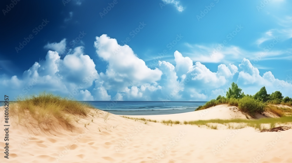 sand beach with grass landscapes ai generative