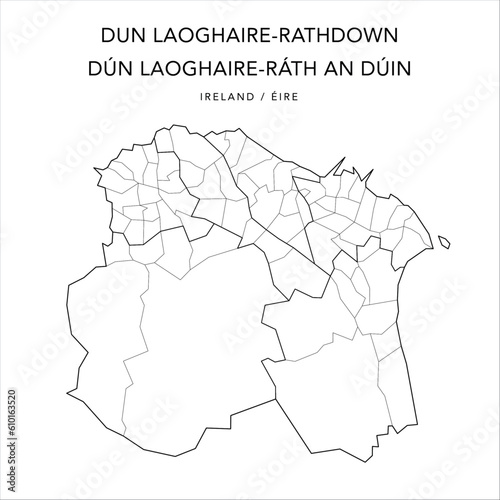 Vector Map of Dún Laoghaire-Rathdown (Dún Laoghaire-Ráth an Dúin) with the Administrative Borders of Local Electoral Areas and Electoral Divisions from 2018 to 2023 - Republic of Ireland photo