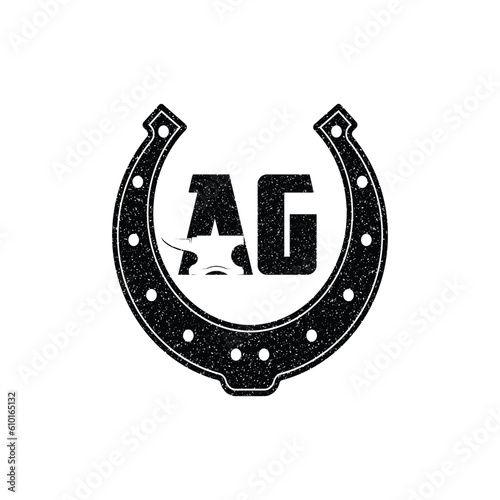 Creative Letter A G for Farrier Service with. A G, Anvil, horseshoe. Good for logos, farrier services promo materials or banners