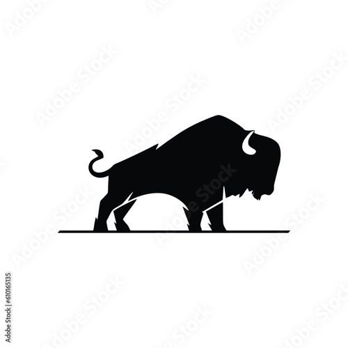 Bison Bull Buffalo Angus Silhouette, buffalo bull logo design inspiration, vector illustration