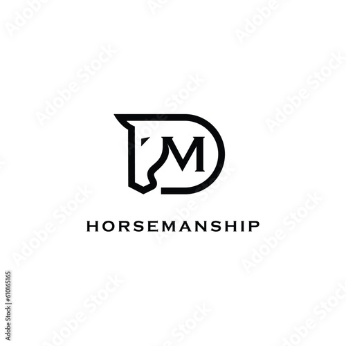 D M creative logo, D M abstract with horse head for horsemanship