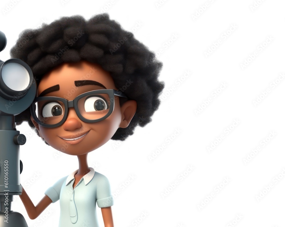 Black Woman Optometrist White Backdrop Isolated Very Happy With Copy Space Generative AI Black Woman Optometrist White Backdrop Isolated Very Happy With Copy Space Generative AI