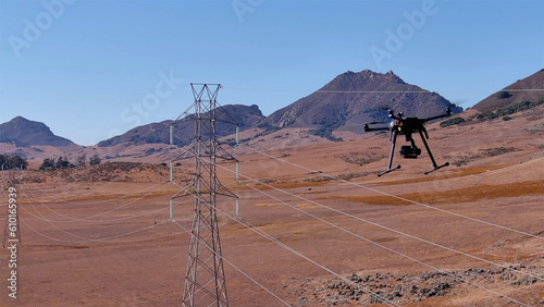 Drone inspecting power lines