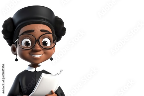 Black Woman Priest White Backdrop Isolated Extremely Gorgeous With Copy Space Generative AI photo