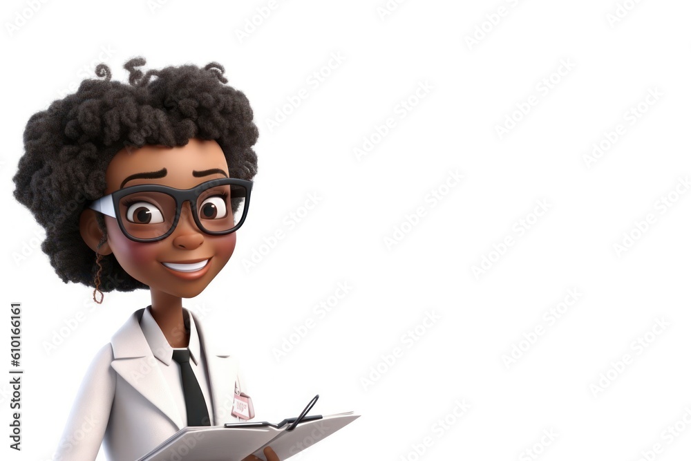 Black Woman Pyschologist White Background Isolated Very Happy With Copyspace Generative AI Black Woman Pyschologist White Background Isolated Very Happy With Copyspace Generative AI