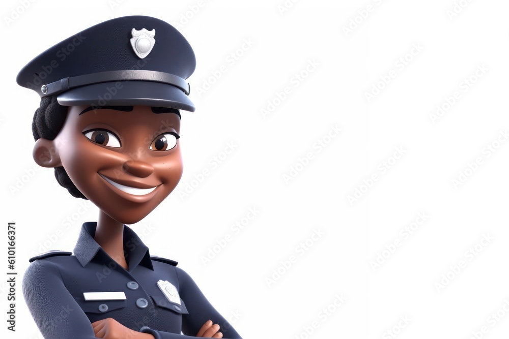 Black Woman Security Guard White Background Isolated Very Attractive With Copyspace Generative AI Black Woman Security Guard White Background Isolated Very Attractive With Copyspace Generative AI