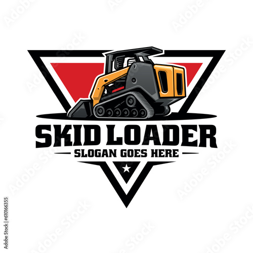 skid loader illustration logo with emblem style