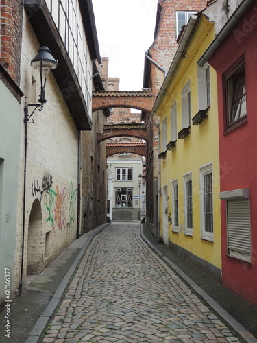 Narrow street in old city - L  beck - Germany